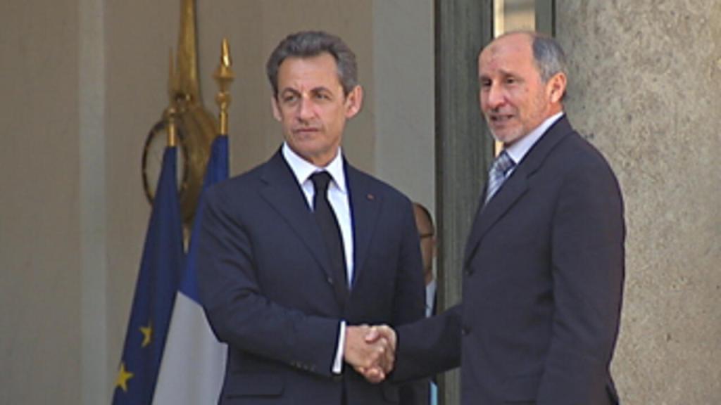 April 20, 2011 The head of the Libyan ‘National Transition Council’ seen with French President